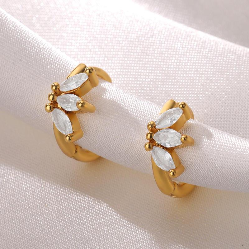 Tiny Gold Leaves Hoop Earrings