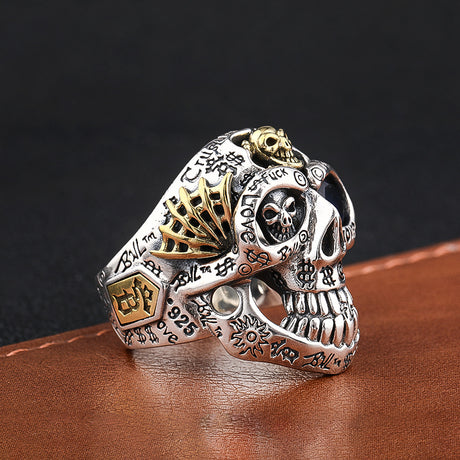 Mens Fashion Simple Dominant Skull Shape Sterling Silver Ring - Dazpy