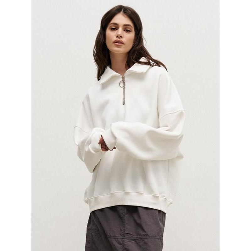 Women's Cotton Blend Oversized Zip-Up Sweatshirt