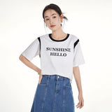 Summer Casual Short Sleeve O-Neck Tee with Cool Fabric and Letter Print