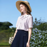 Chic French Puff Sleeve Blouse with Peter Pan Collar