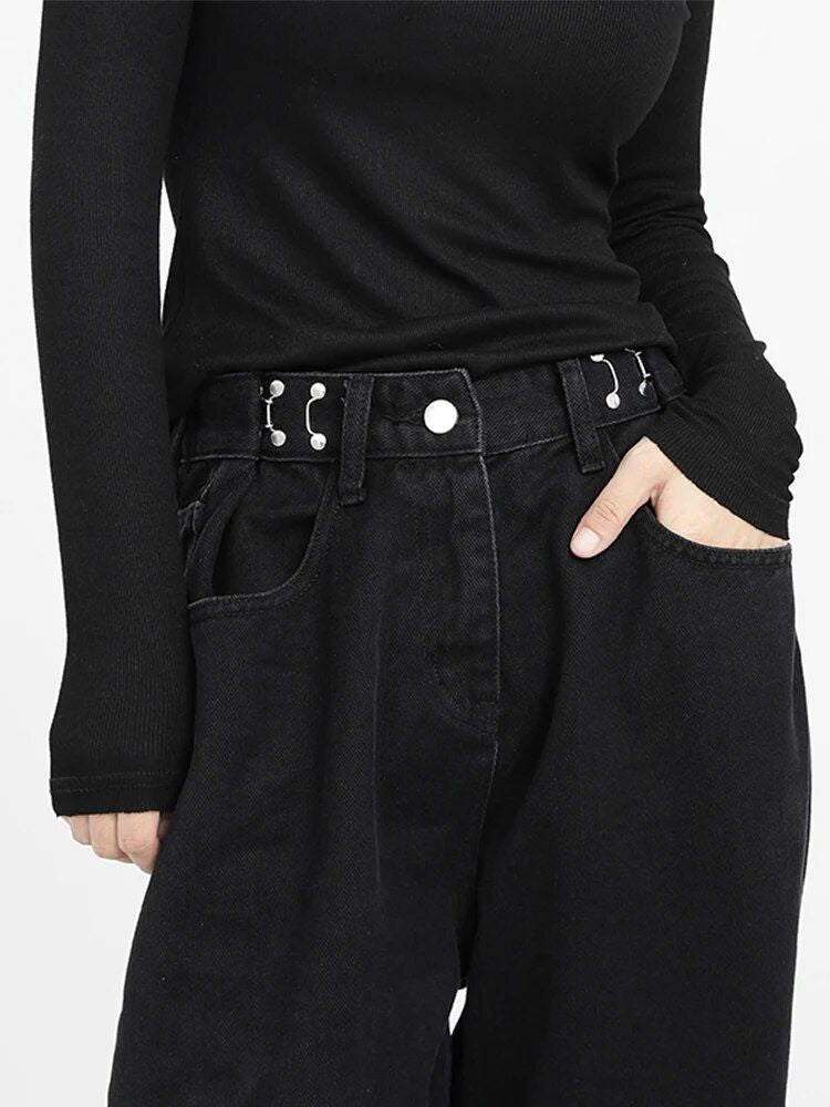 Schwarze Jeans mit hoher Taille