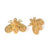 Pendientes de abeja chapados en oro de 18 quilates y acero inoxidable