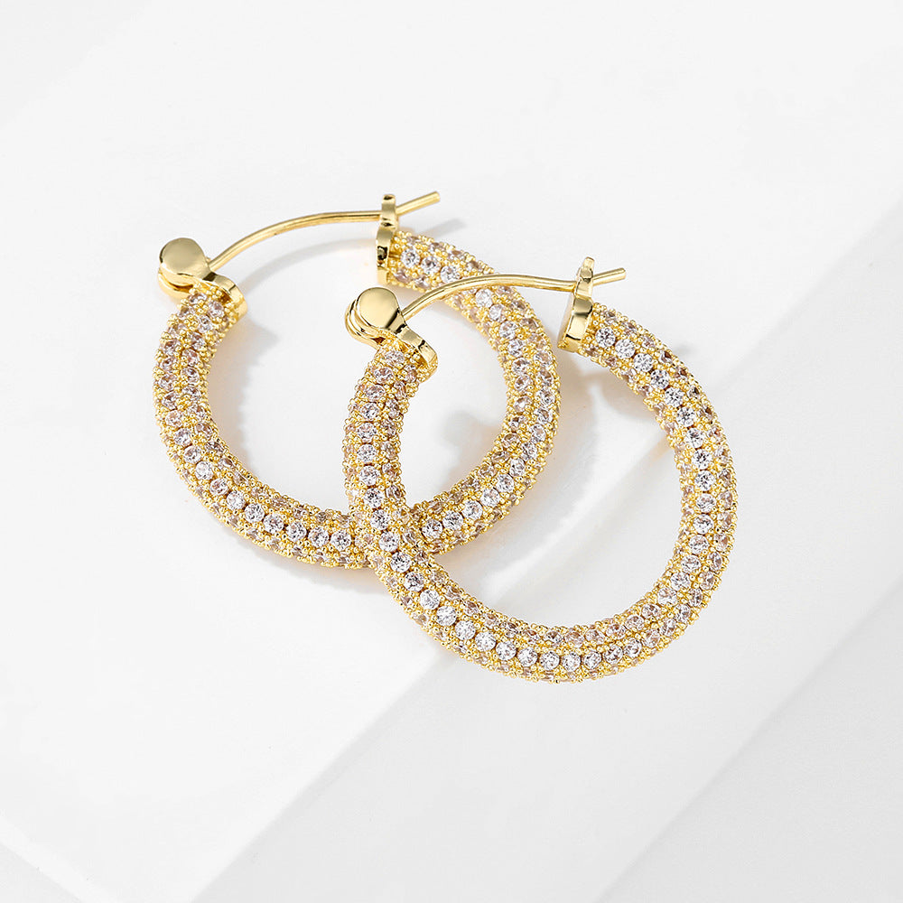 Earrings Femininity Full Of Zircon Hoop Earrings - Dazpy