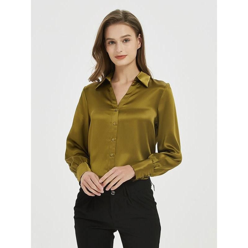 Chic 100% Silk V-Neck Blouse for Women