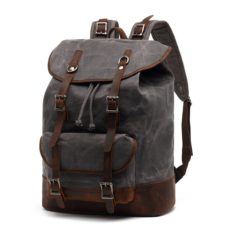 Vintage Waterproof Rucksack Leather Travel Backpack - Dazpy