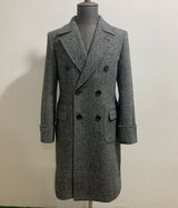 Polo Double Breasted Slim Vintage Tweed Men's Long English Wool Lapel Herringbone Coat