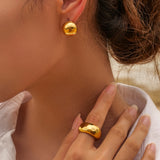 Gold Plated Hemispherical Cutout Earrings for Women