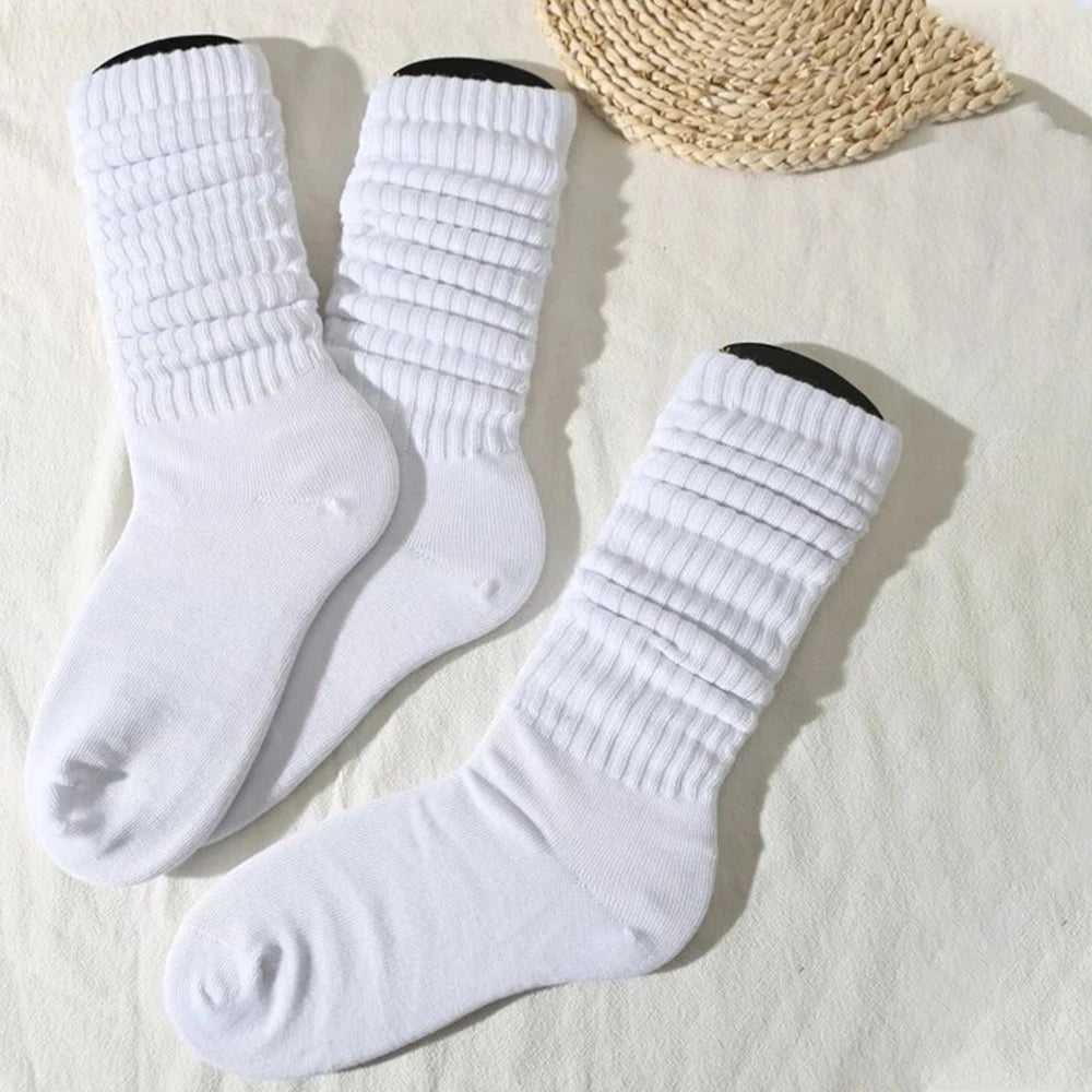 3 Pairs Women's Pleated Mid-Length Bubble Socks