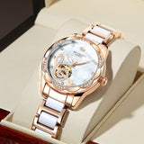 Ouqina Watch Female Automatic Mechanical Watch Ceramic Steel Band - Dazpy