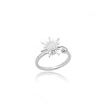 Adjustable Stainless Steel Opal Sun Ring – Trendy Geometric Charm for Women