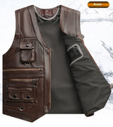 Genuine Leather Vest Man First Layer Cowhide Motorcycle Clothing