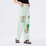 Sommerliche Bright Line Jeans mit weitem Bein für Damen