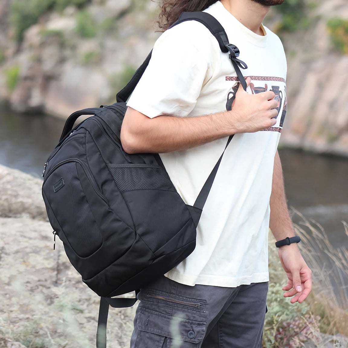 Mochila antirrobo para portátil de 15,6" para hombre: mochila impermeable para viajes y escuela