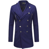 Double-breasted Large Lapel Men's Casual Slim-fit Mid-length Woolen Trench Coat