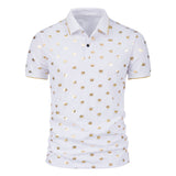 Men's Fashion Crown Bronzing Print Short Sleeve Lapel T-Shirt POLO Shirt