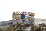 S925 Sterling Silver Inlaid Natural Sapphire Ring - Dazpy