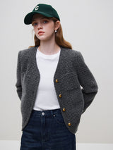 Chaqueta de tweed de lana estilo francés para oficina