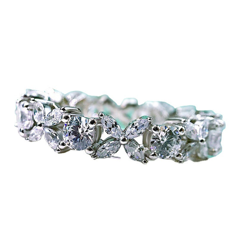 Diamond Ring Silver Plated Small Diamonds - Dazpy