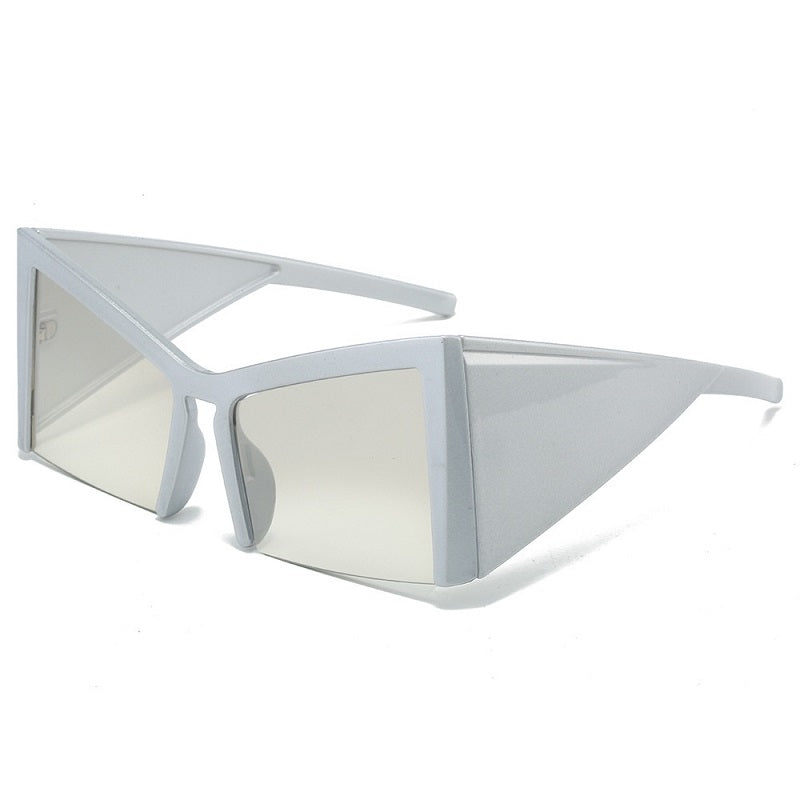 Unregelmäßige Halbrand-Sonnenbrille mit UV400-Schutz