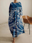 Women's Loose Round-Neck Digital-Print Dress