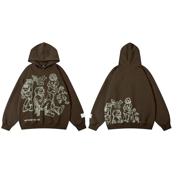 Sudadera con capucha de estilo callejero de anime Harajuku