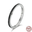 Simple Fashion Elegant Women's Black Zircon S925 Sterling Silver Ring - Dazpy