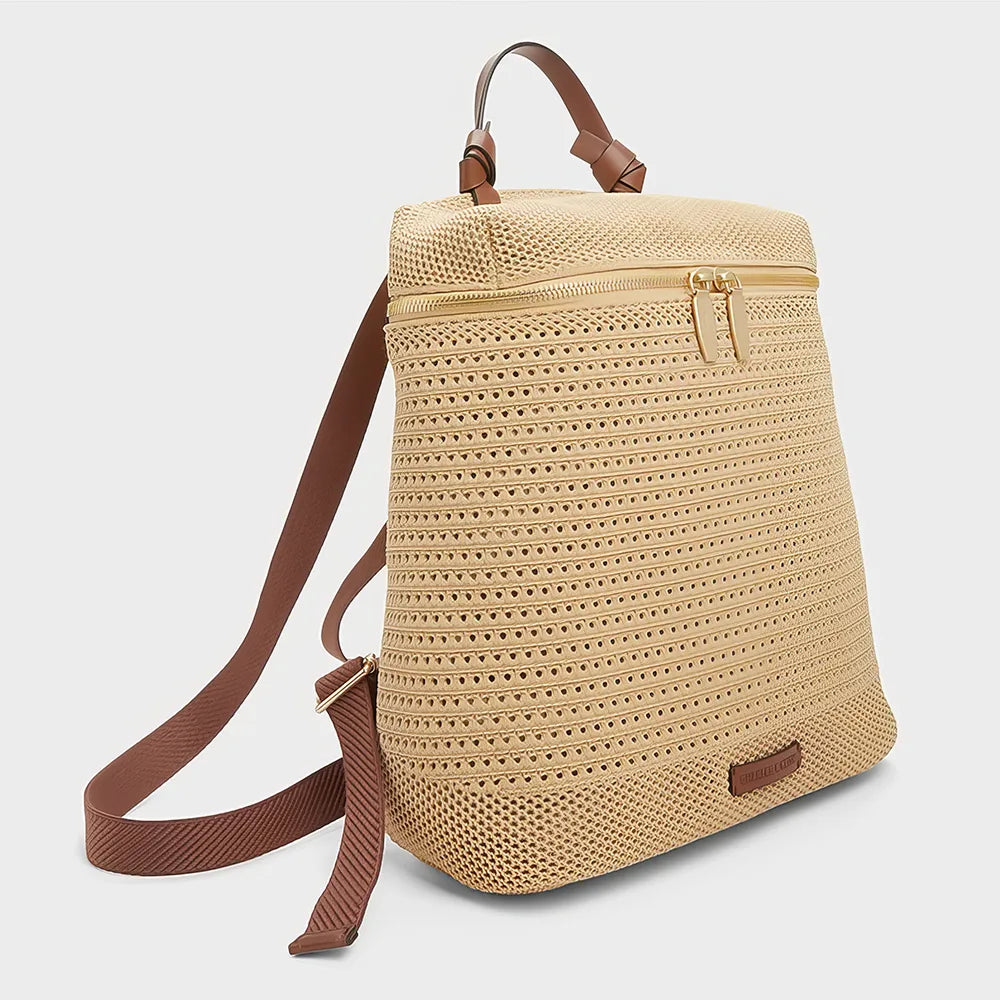 Sommerlicher schicker gewebter Rucksack mit Hohlsaum