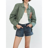 Chic Retro Green Autumn Jacket for Women