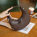 Elegant Leather Moon-Shaped Shoulder Bag