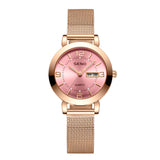 Mesh Non-mechanical Ladies Luminous Waterproof Double Calendar Female Student Steel Belt Watch - Dazpy