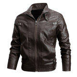 Men's Fashion Loose Lapel Leather Coat