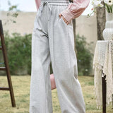 High-Waisted Wide Leg Casual Pants with Lace-Up Waist