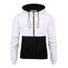 Color Block Zipper Cardigan Hooded Drawstring Casual Sweater