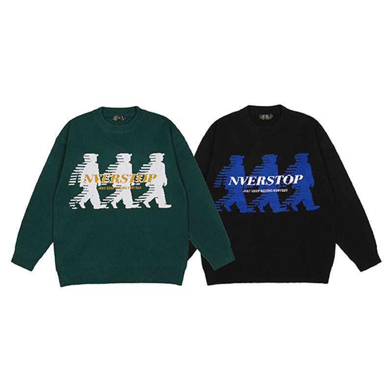 American Street Retro-Pullover mit Rundhalsausschnitt