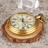 Brass Uncovered Roman Characters Five-pin Manual Manipulator Large Pocket Watch - Dazpy