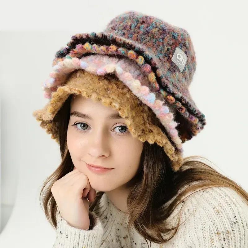 Rainbow Potted Hat Casual Knitted Wool Beanie