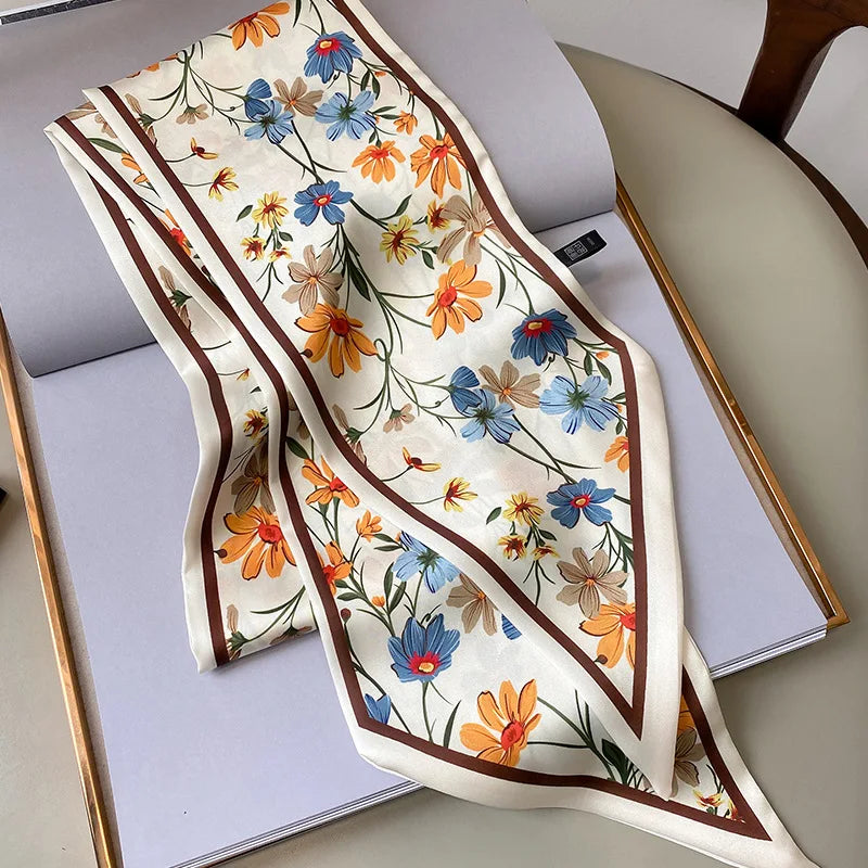 Floral Print Long Polyester Scarf - Versatile & Stylish Accessory for Every Season