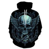 Skull 3D Digital Printing Hooded Long-sleeved Sweater