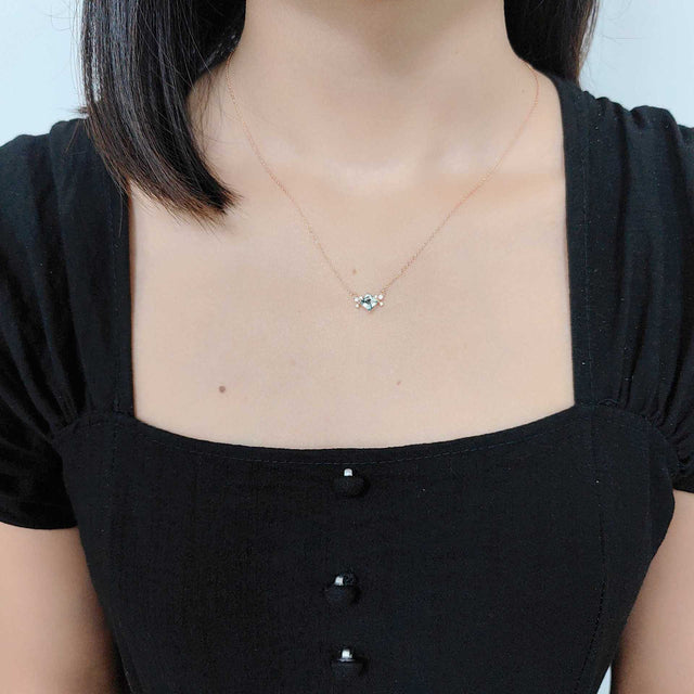 Women's S925 Sterling Silver Square Gem Necklace - Dazpy