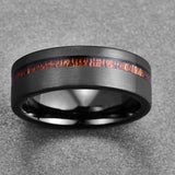 Men's And Women's Fashion Frosted Surface Inlaid Acacia Wood Tungsten Ring - Dazpy