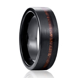 Men's And Women's Fashion Frosted Surface Inlaid Acacia Wood Tungsten Ring - Dazpy