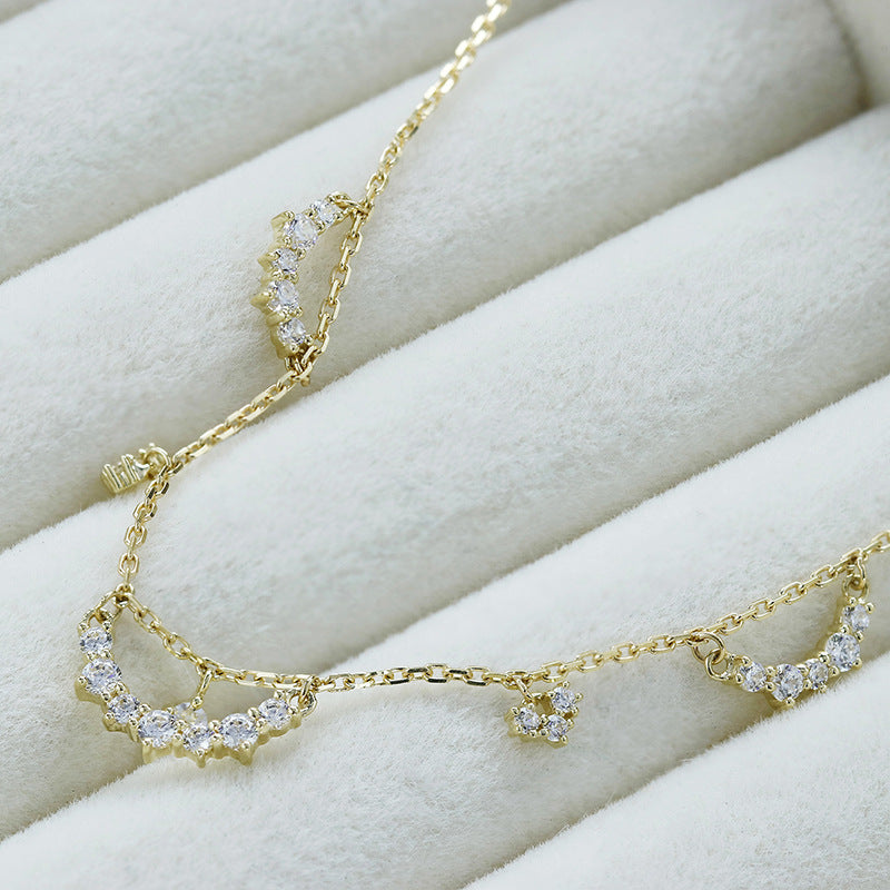 S925 Silver Plated 14k Gold Zircon Hollow Necklace - Dazpy