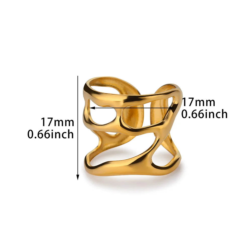 Anillo de acero inoxidable trenzado geométrico minimalista