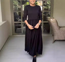 Women's Cotton Knit Midi Dress with Pockets