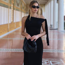 Women's One-Shoulder Linen Long Dress