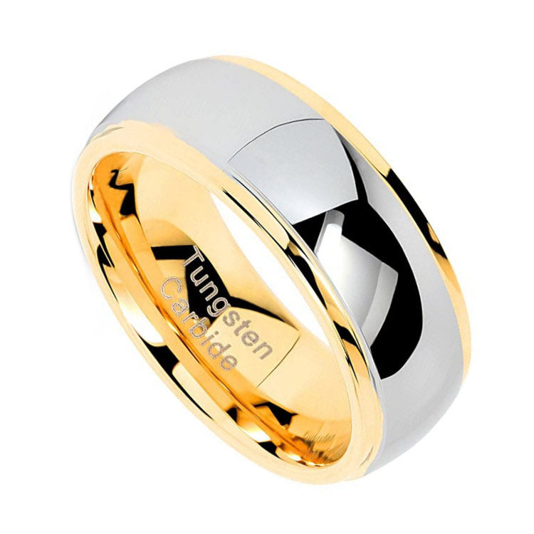 Fashion Tungsten Steel Ring Curved Line Gold - Dazpy