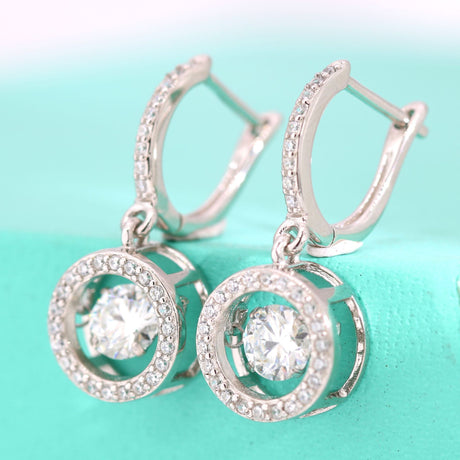 Moissanite Diamond Earrings Silver Needle Temperament Heavy Industry Long S925 Sterling Silver Lady's Beating Heart - Dazpy