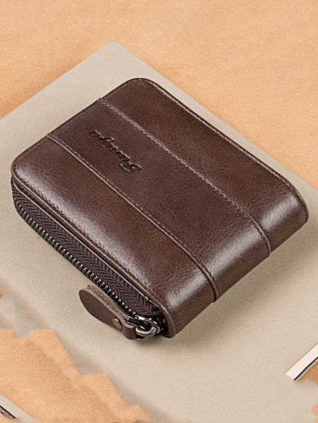 Leather zipper driver's license card bag - Dazpy