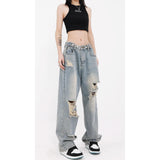 Schicke Streetwear Gradient Washed Jeans mit weitem Beindesign